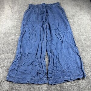 Thread & Supply Wide Leg Crop Pants Womens Large Blue Super Soft Relaxed Fit NWT